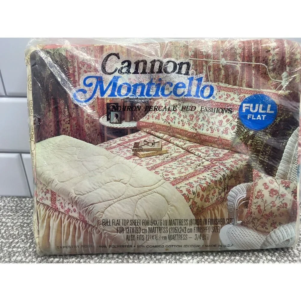 Cannon Monticello No Iron Percale Full Flat Top Sheet New VTG‎ Sealed